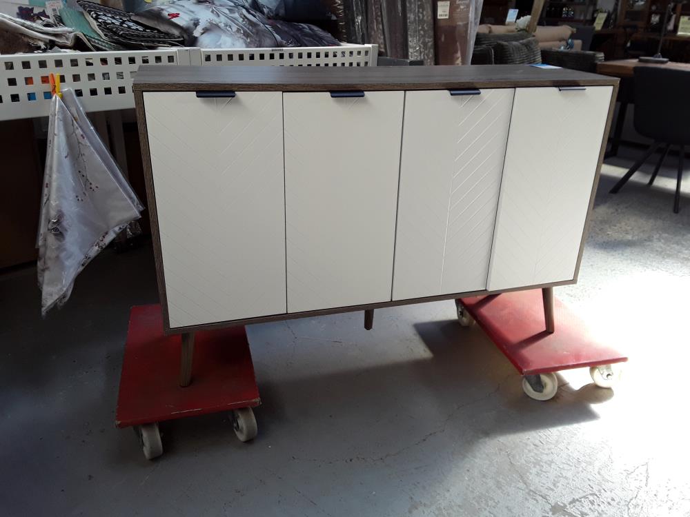 BUFFET DESIGN SCANDINAVE 4 PORTES 2 ÉTAGÈRES PIÈTEMENT BOIS DE PIN PANNEAUX PORTES /2 CHOIX