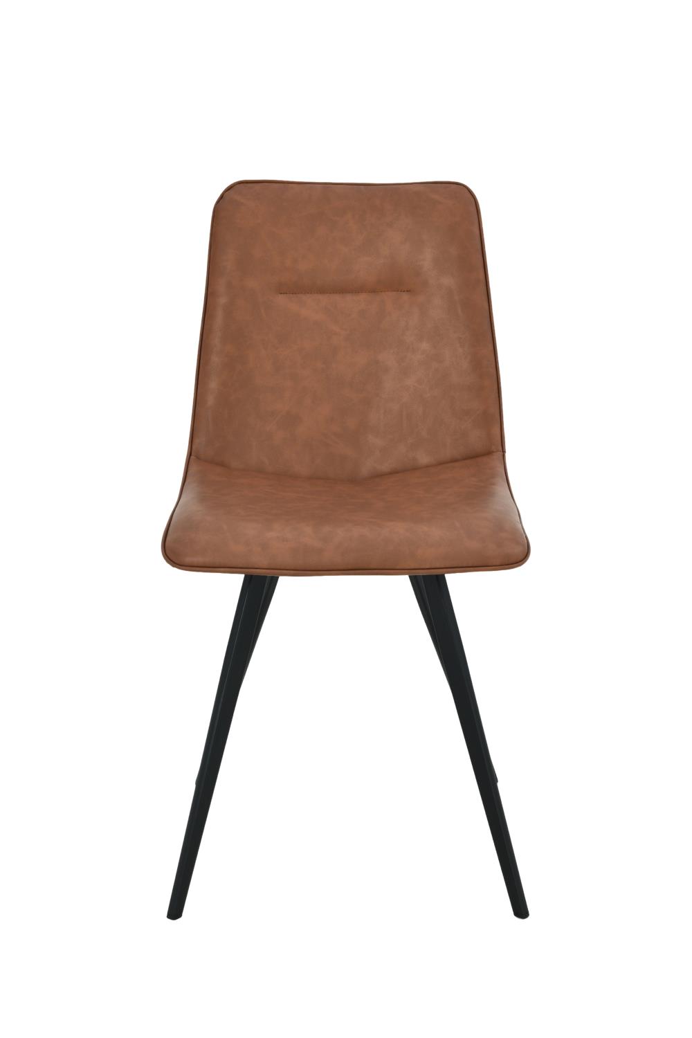 CHAISE DINA SIMILI CUIR MARRON PIED METAL NOIR 