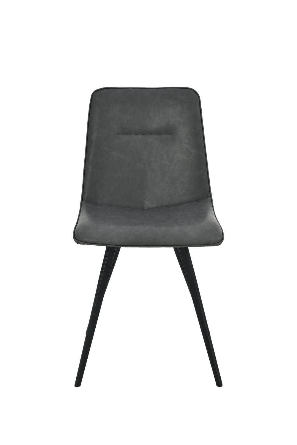 CHAISE DINA SIMILI CUIR GRIS PIED METAL NOIR 