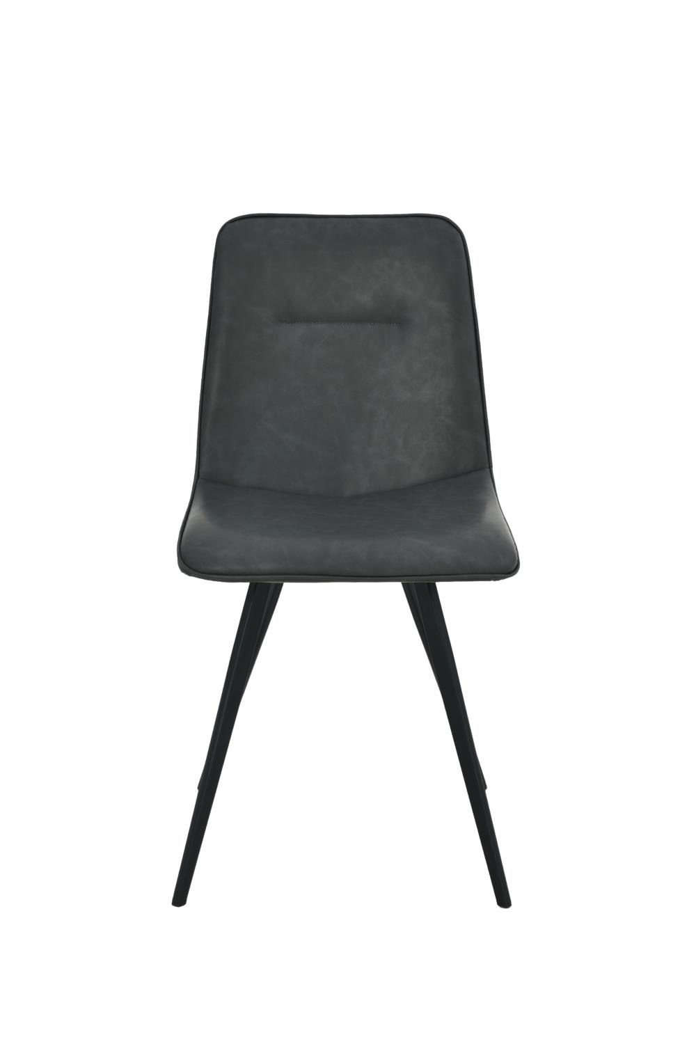 CHAISE DINA SIMILI CUIR GRIS FONCE  PIED METAL NOIR 