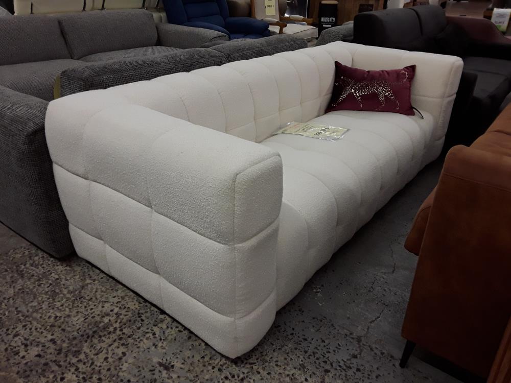 CANAPÉ 3 PLACES EN TISSU BOUCLETTE BLANC IVOIRE NEUF DESTOCK 699€