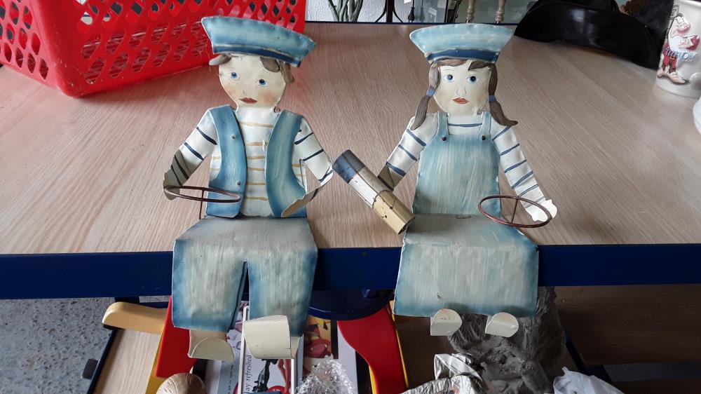 LOT DE 2 PORTE BOUGIES HOMME FEMME METAL