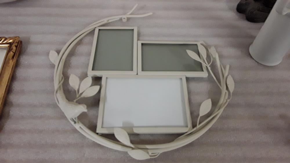 CADRE PHOTO METAL BLANC OISEAU