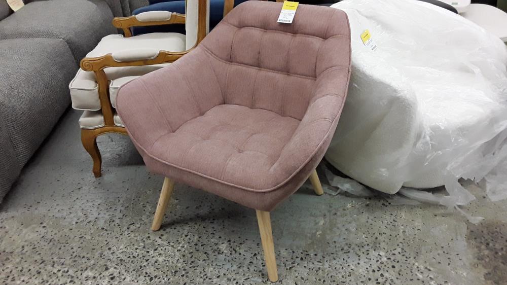 NEW - FAUTEUIL EN TISSU ROSE CASERTA/DESTOCK 