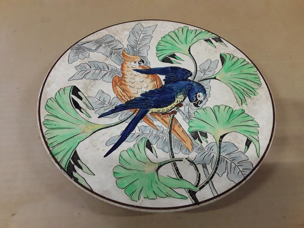 PLAT ANCIEN DECOR PERROQUET 