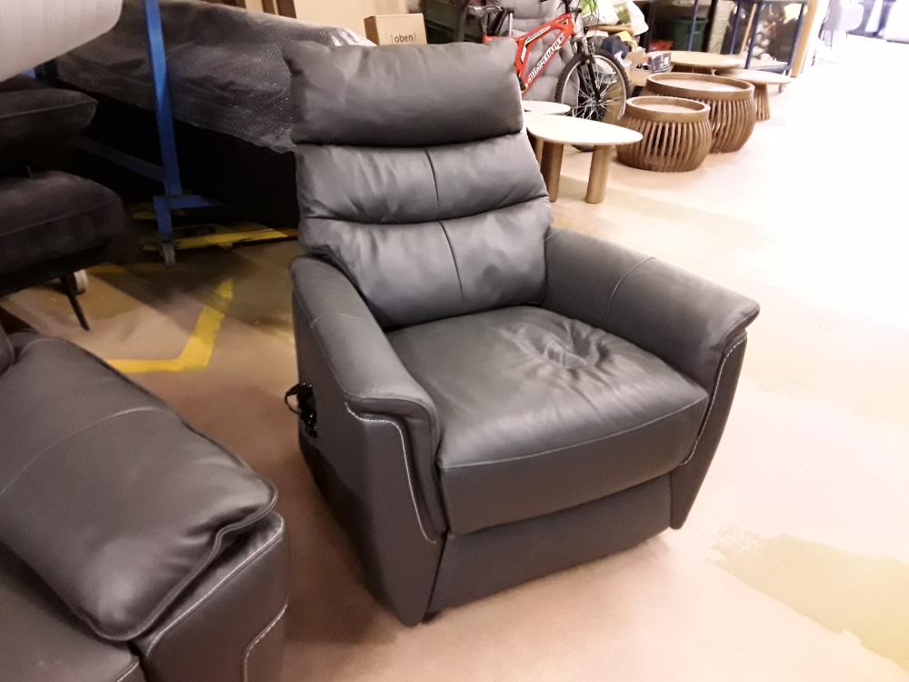 FAUTEUIL RELAX ÉLECTRIQUE CUIR GRIS