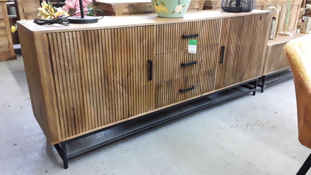 ENFILADE  RAMPUR MANGUIER 210 CM 2 PORTES +3 TIROIRS 