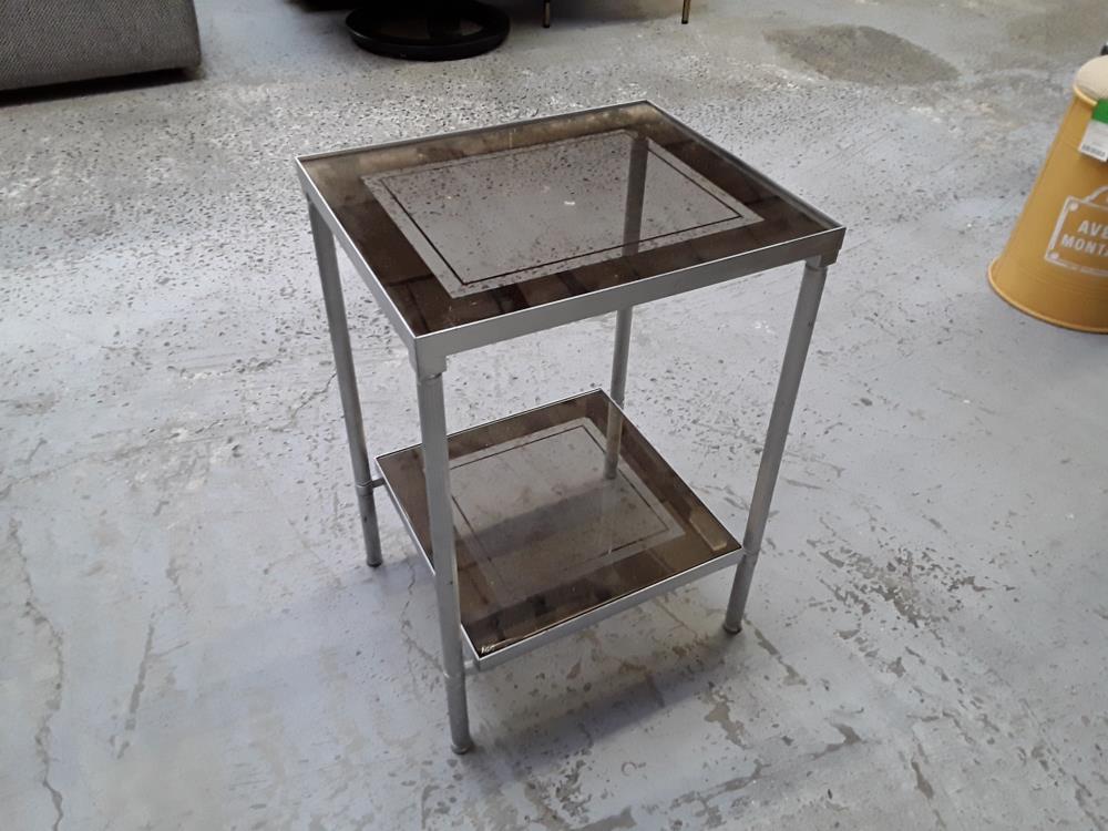 BOUT DE CANAPÉ VERRE METAL VINTAGE