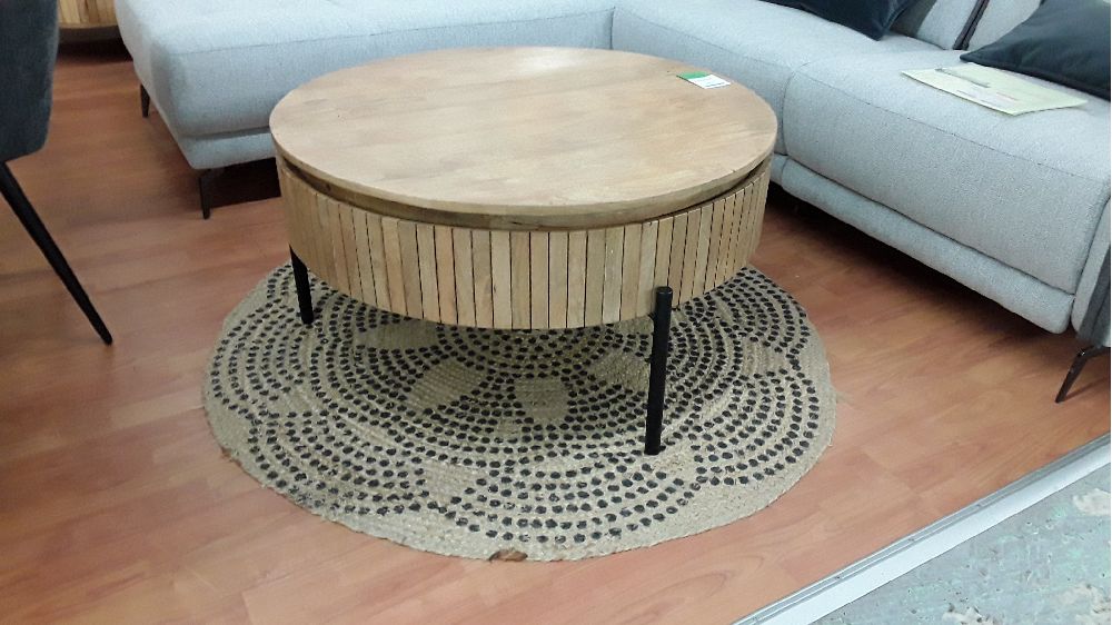 TABLE BASSE RONDE EN MANGUIER CANNELE 