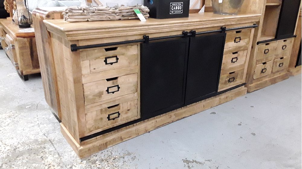 ENFILADE SLIDER 190 MANGUIER 2 PORTES ET 6TIROIRS 