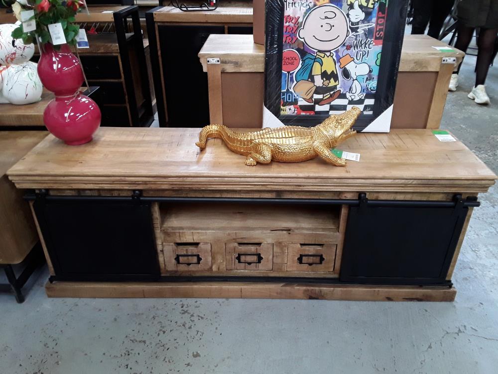 MEUBLE TV 160  SLIDER MANGUIER 2 PORTES COULISSANTES 