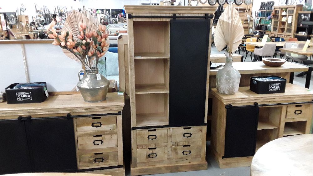 BIBLIOTHEQUE SLIDER MANGUIER 1 PORTE COULISSANTE RT 4 TIROIRS