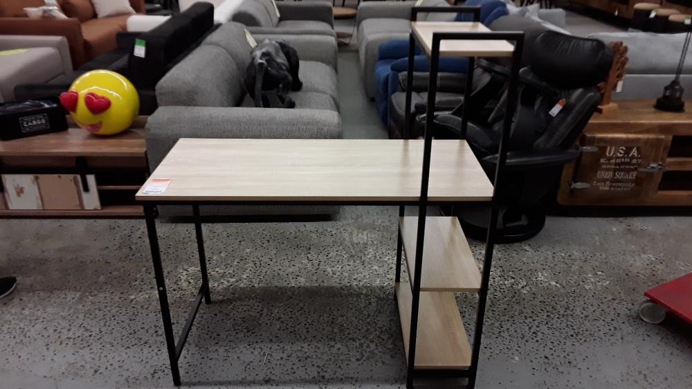 BUREAU AVEC ETAGERE BOIS METAL