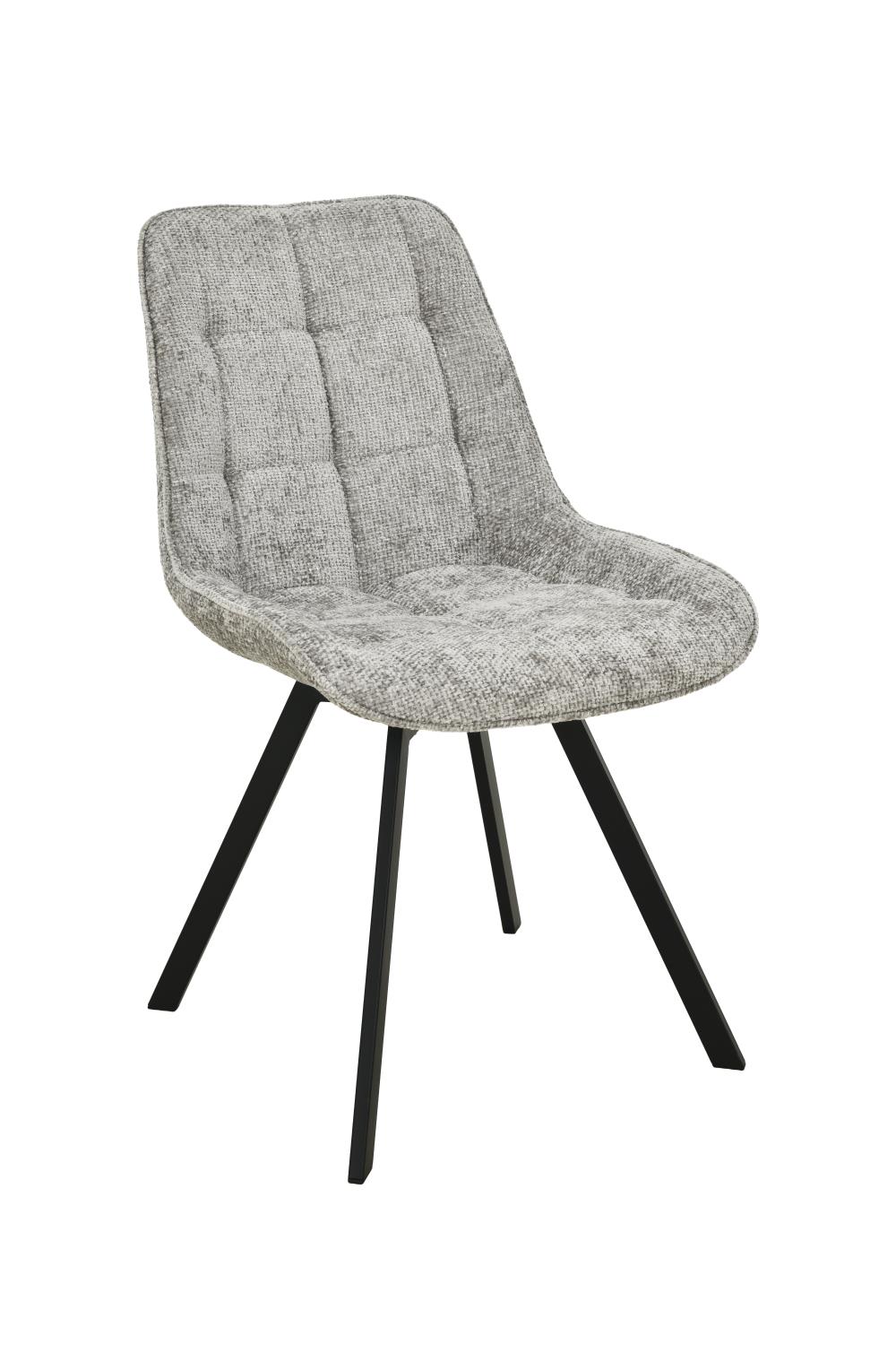 CHAISE JAZZ VELOURS HAGA 09 GRIS CLAIR  PIEDS NOIR PIVOTANT 51*62*84*49 CM 