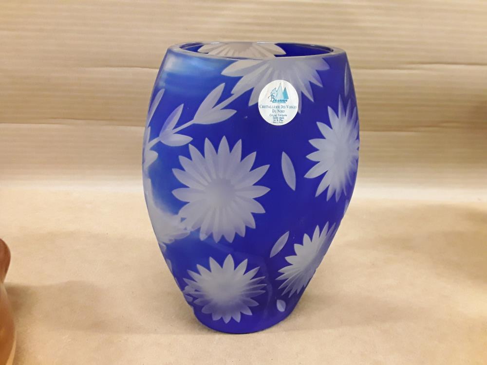 VASE CRISTAL BLEU