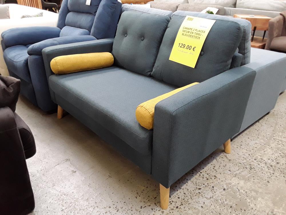 CANAPÉ 2 PLACES TATUM EN TISSU - BLEU/DESTOCK 