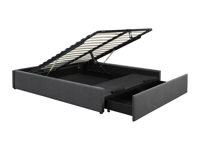 SOMMIER COFFRE ET TIROIR 160 X 200 CM - GRIS - /DESTOCK  