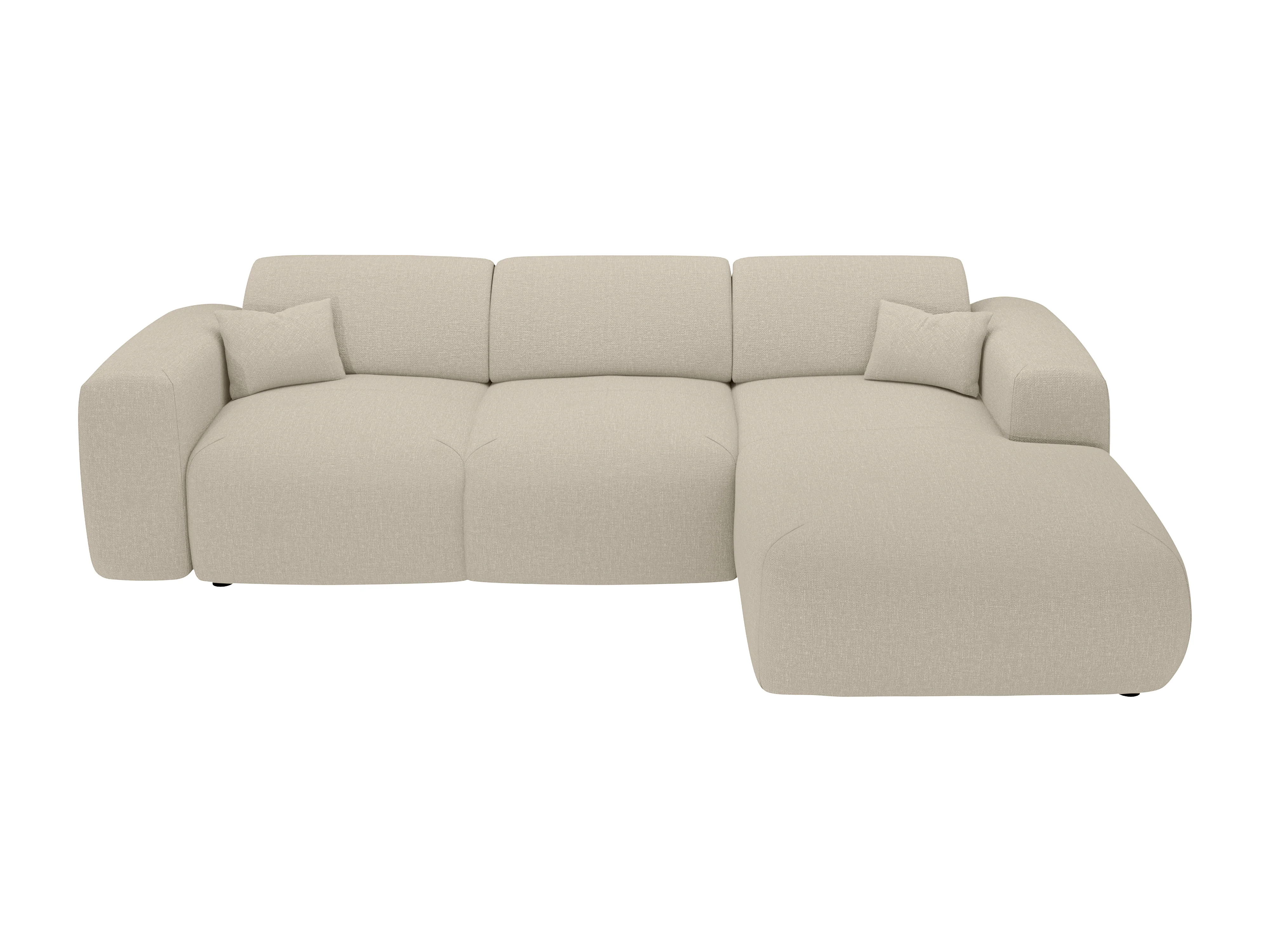 GRAND CANAPÉ D'ANGLE DROIT CONVERTIBLE EN TISSU CHINÉ BEIGE / DESTOCK 