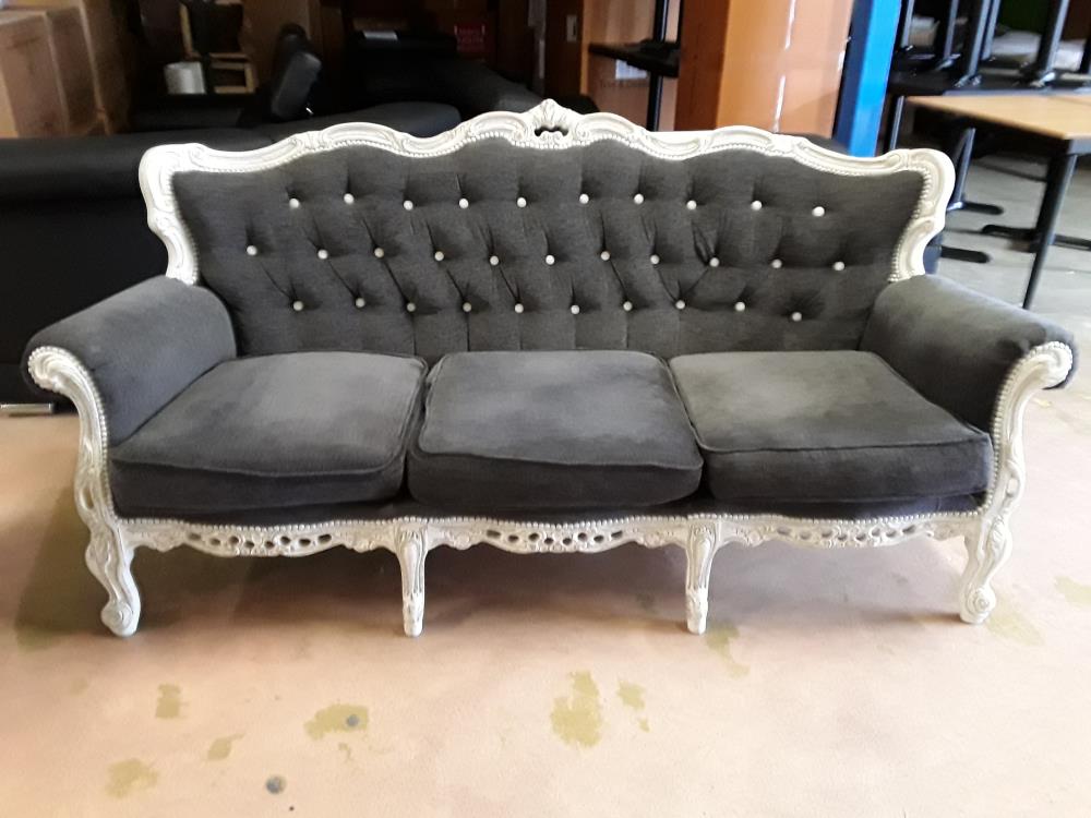 BANQUETTE CAPITONNÉE TISSU GRIS BAROQUE