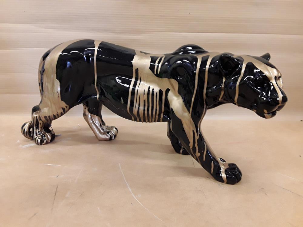 PANTHÈRE NOIRE DORÉE 80CM