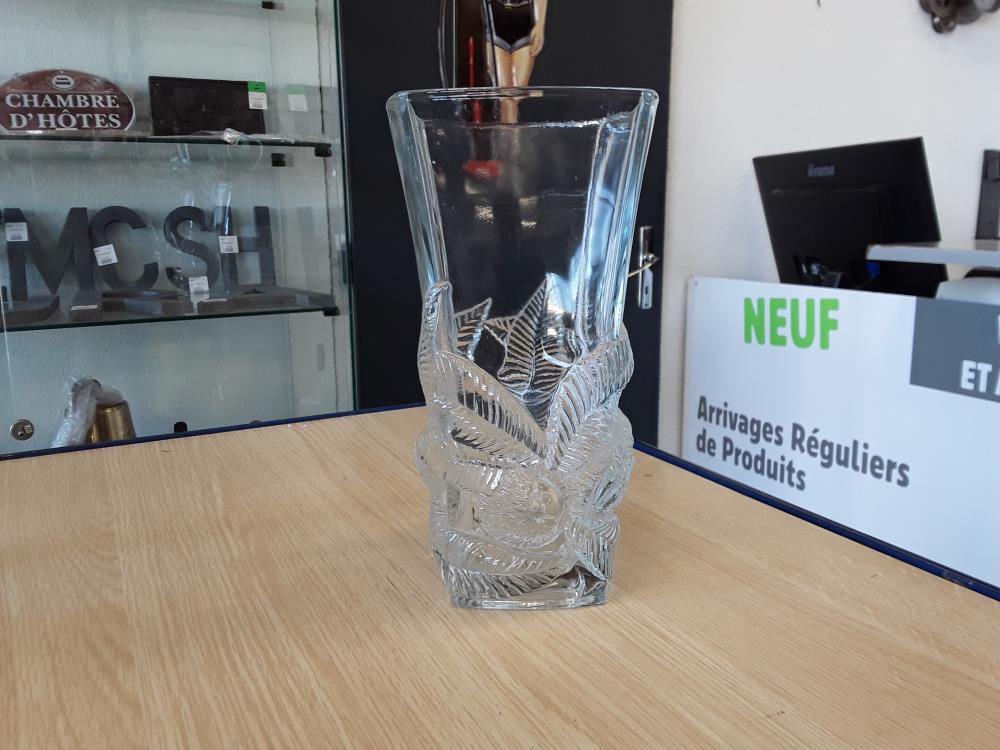 VASE VERRE RELIEF FEUILLE 
