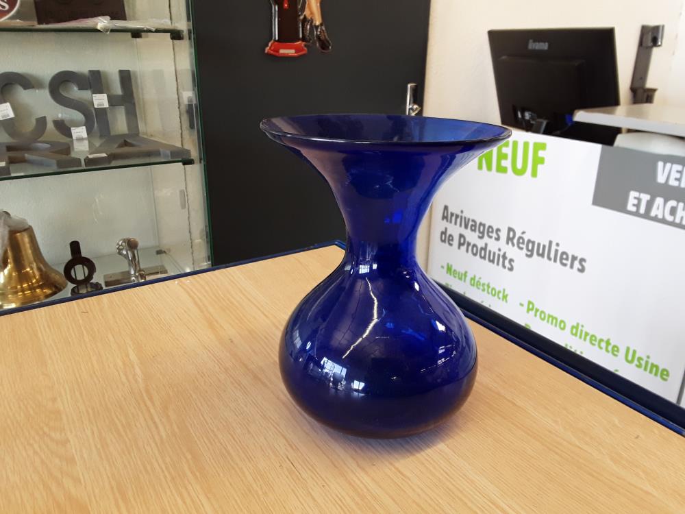 VASE VERRE BLEU 