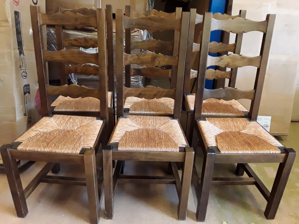 LOT DE 6 CHAISES PAILLEES 