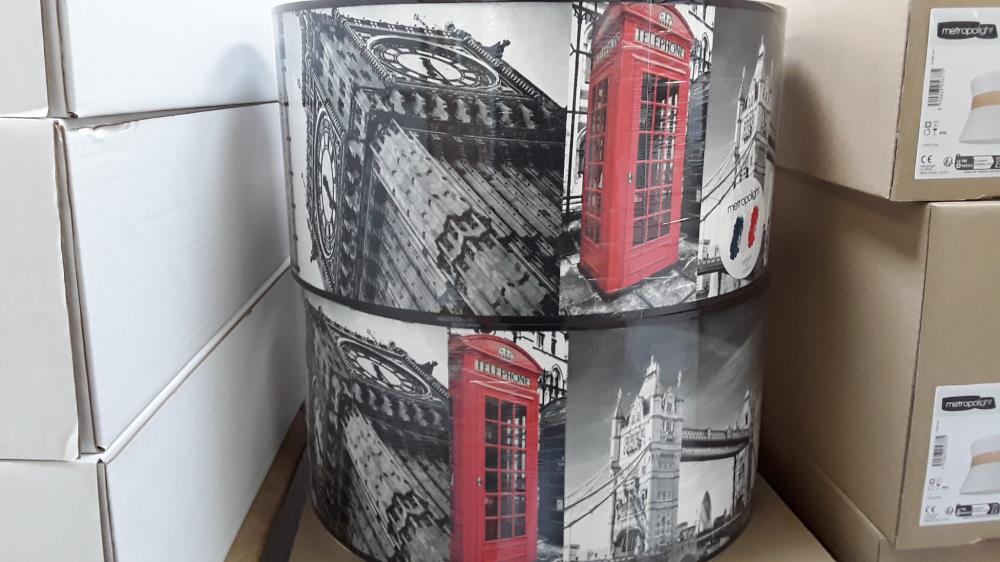 SUSPENSION TISSU IMPRIMÉ BIG BEN D 39CM H 20CM 1*E27/DESTOCK.