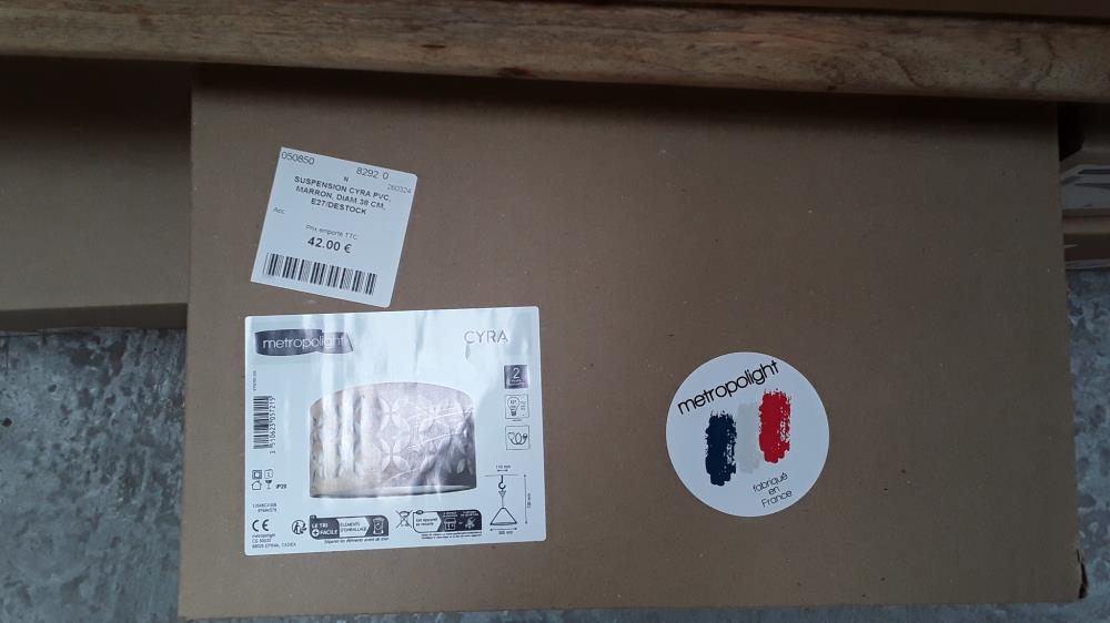 SUSPENSION CYRA PVC, MARRON, DIAM.38 CM, E27/DESTOCK