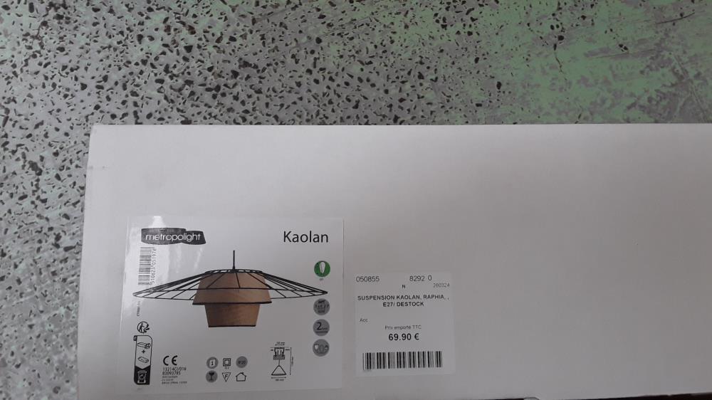 SUSPENSION KAOLAN, RAPHIA, ,  E27/ DESTOCK 