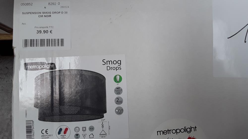 SUSPENSION RAFTY POLYESTER, , DIAM.58 CM, E27/DESTOCK 