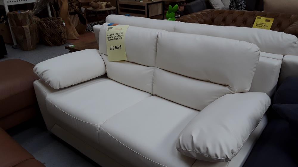 CANAPÉ 2 PLACES MANOA EN SIMILI - BLANC/DESTOCK 