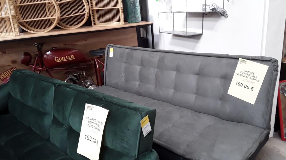 CANAPÉ CONVERTIBLE CLIC-CLAC MISHAN EN TISSU - GRIS/DESTOCK 