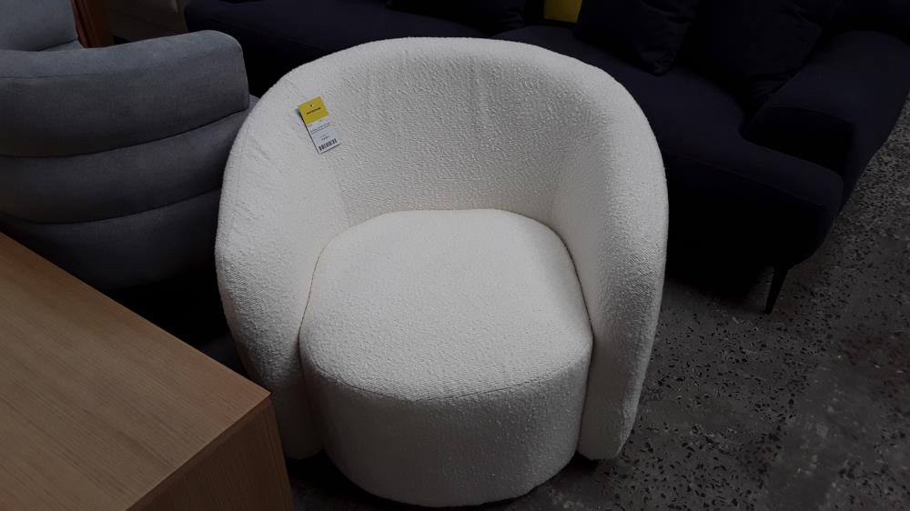 FAUTEUIL PIVOTANT EN TISSU BOUCLETTE BLANC /DESTOCK 