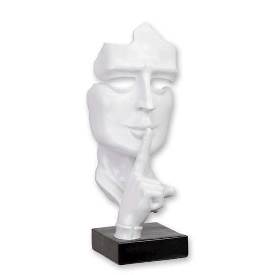 STATUE RESINE SILENCE BLANC  62.5 CM  HAUTEUR