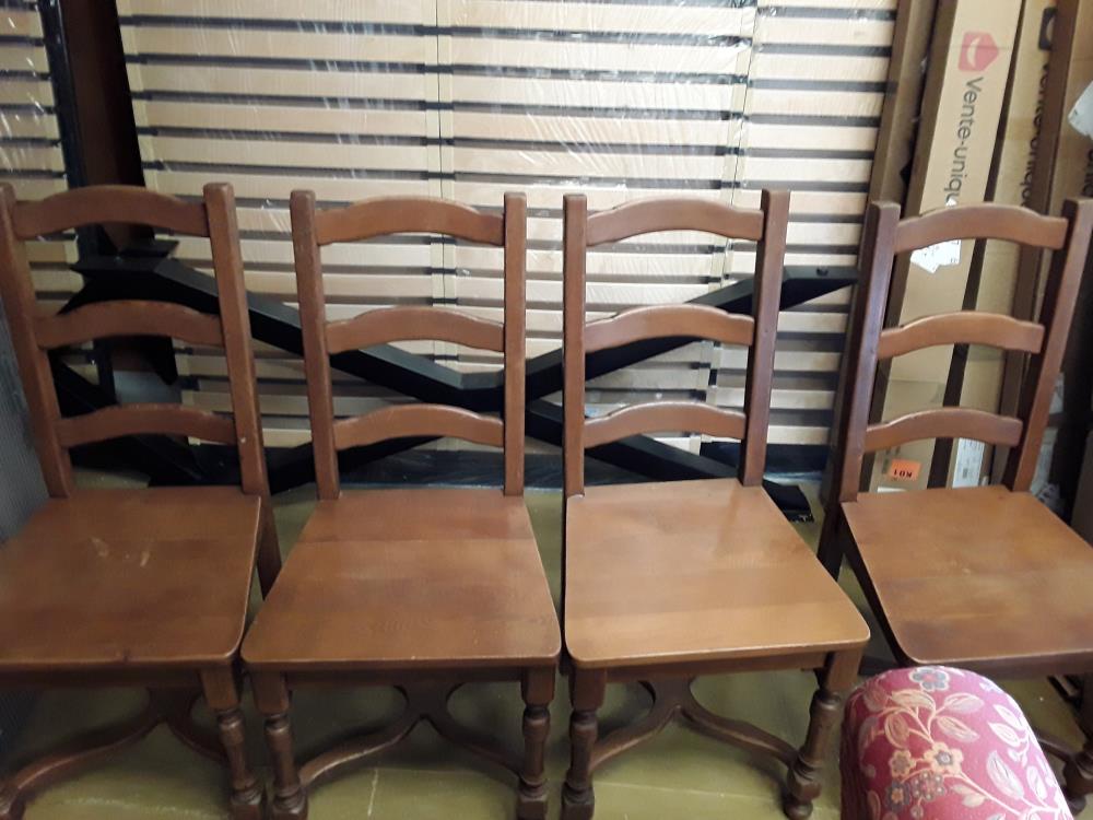 4 CHAISES CHÊNE ASSISE BOIS