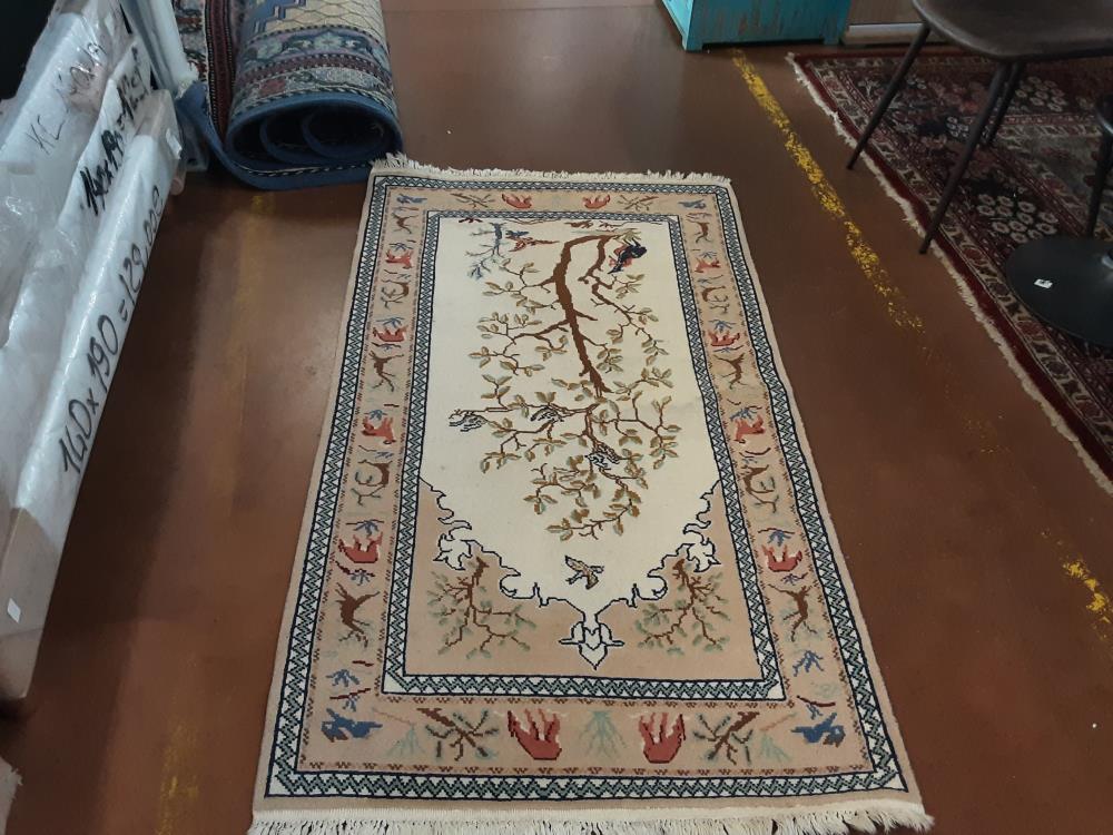 TAPIS MOTIF ARBRE BLEU/BEIGE 