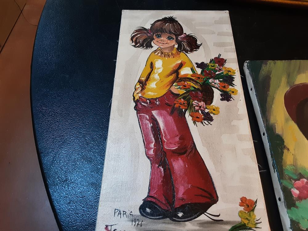 PEINTURE FILLE MODERNE BOUQUET 