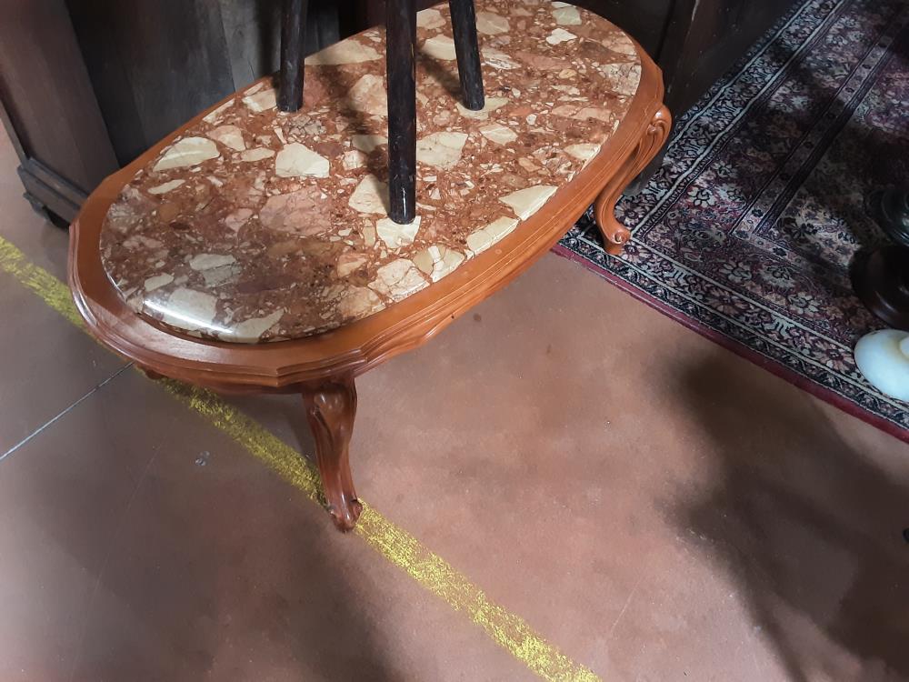 TABLE BASSE MERISIER MARBRE ROSE 