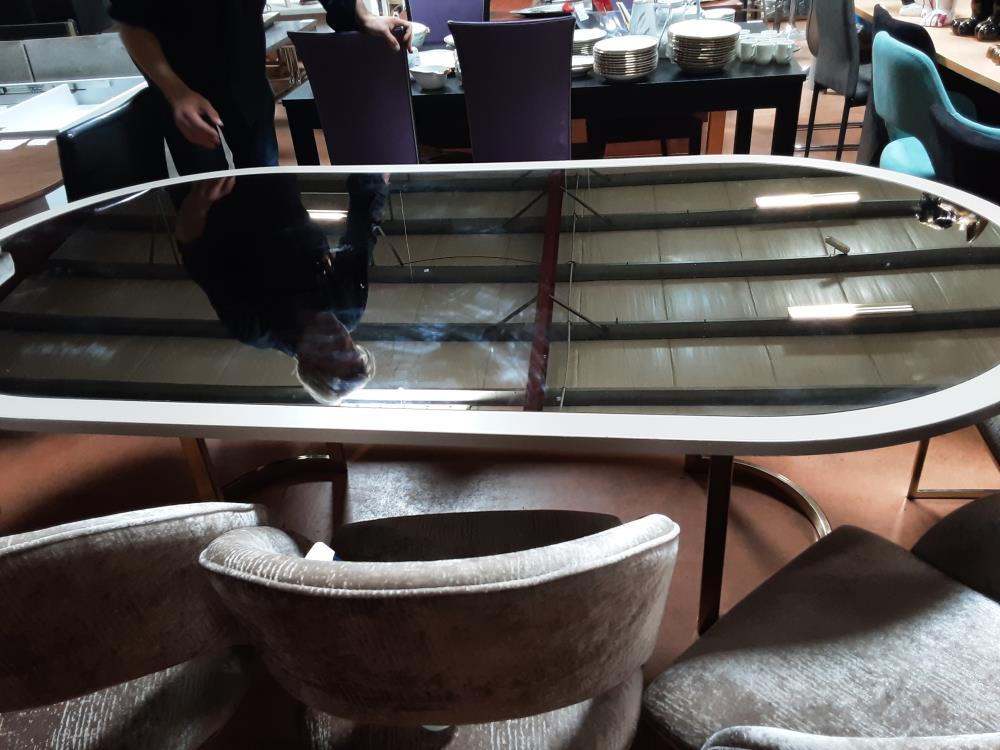 TABLE MIROIR PIED DORE