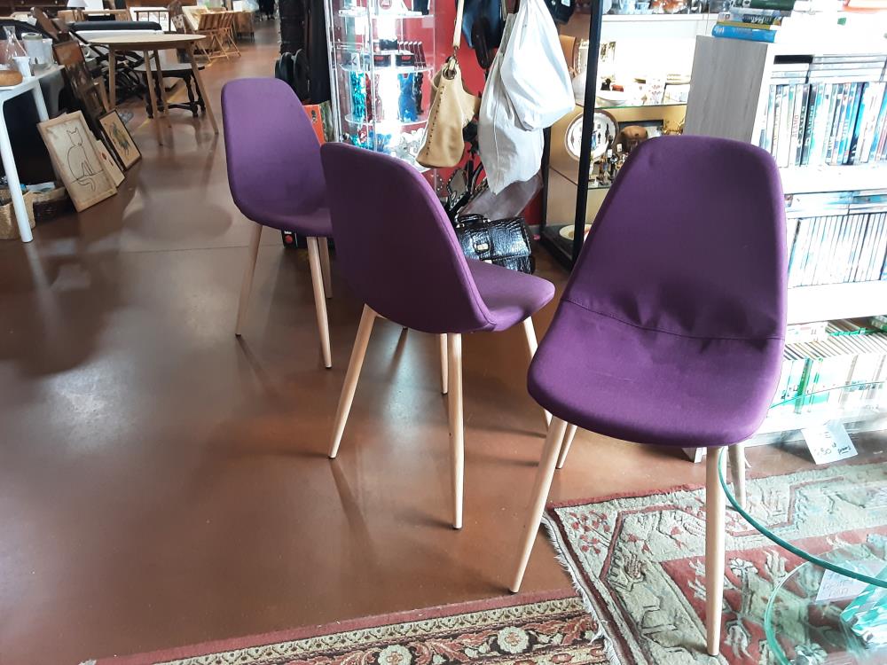 LOT DE 4 CHAISES VIOLETTE PIED BOIS 