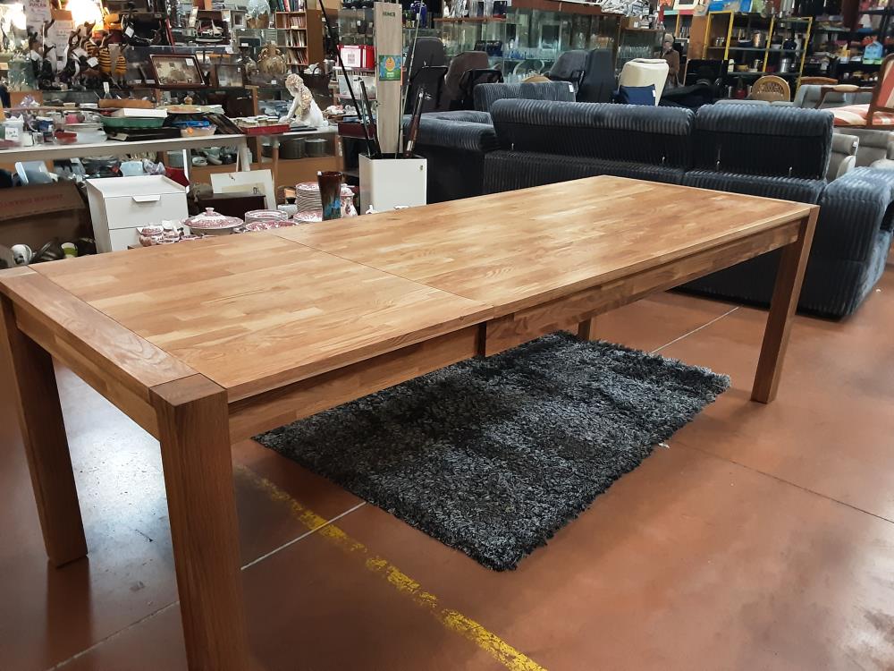 TABLE BOIS CLAIR MASSIVE 1 ALLONGE INCORPORÉE  180CM /240CM