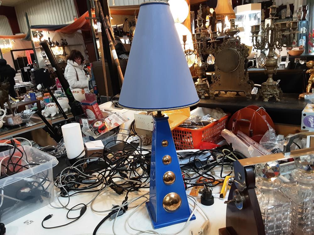 LAMPE EMAUX DE LONGWY BLEU