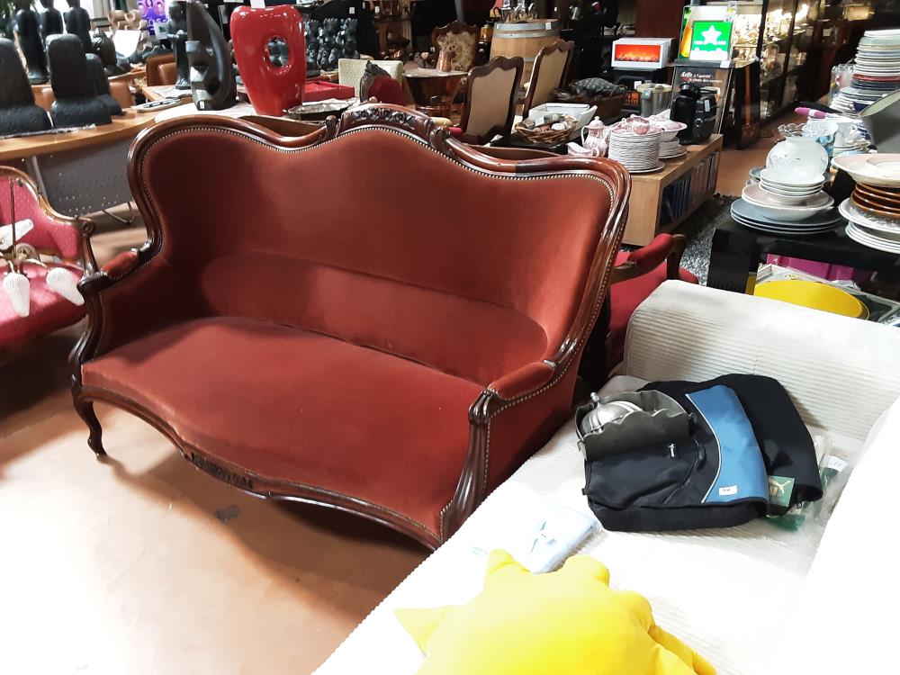 BANQUETTE BOIS ORANGE/ROUGE LOUIS PHILIPPE
