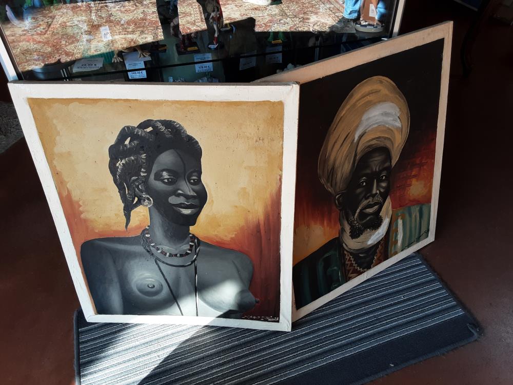 PEINTURE PORTRAIT AFRICAIN SIGNÉ