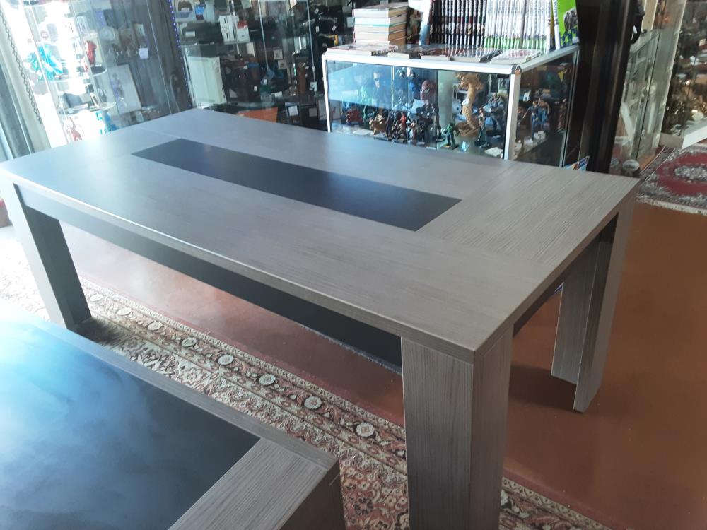 TABLE GRISE CHENE + 1 ALLONGES