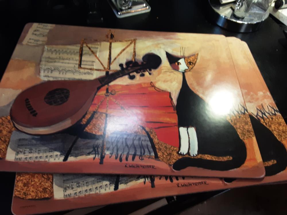 LOT DE 4 DESSOUS DE TABLE CHAT 