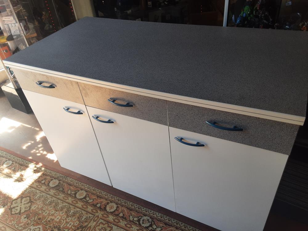 MEUBLE BAS BLANC GRIS CUISINE 3T 3P 