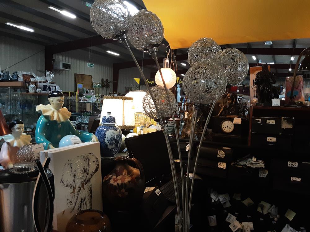 LAMPADAIRE ARGENTÉ 6 FEUX BOULES