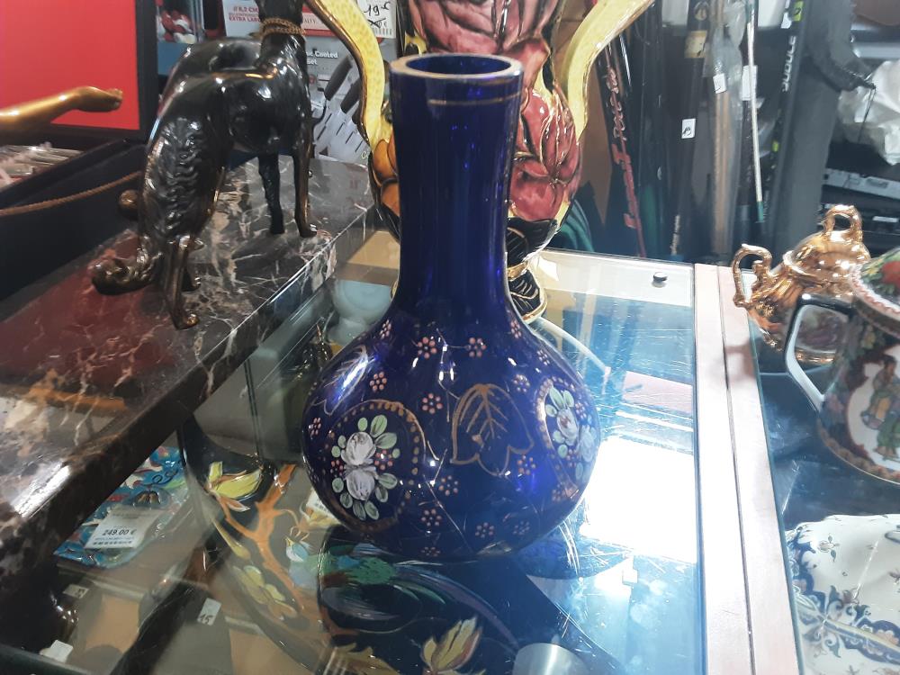 VASE BLEU DORÉ 